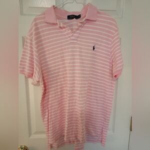 Polo by Ralph Lauren Men's PerfecPink Striped Shirt Can Be Unisex Fitted XL EUC